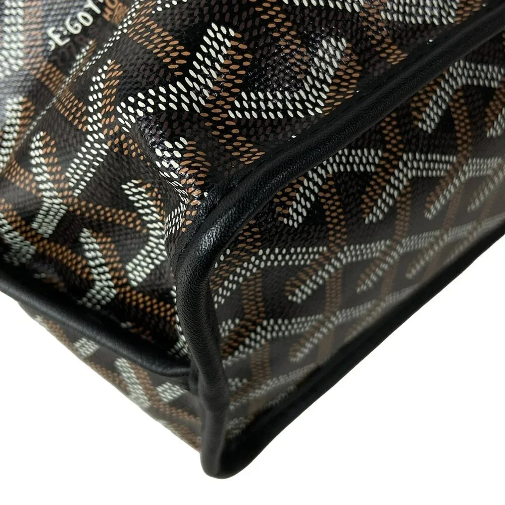 Goyard Ange Mini Handbag Black Dark Brown White chevroche calfskin Canvas